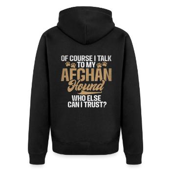 Afghan Hound Gifts - Unisex Premium Bio Zip Hoodie - Schwarz - Hinten - Nico (187cm)