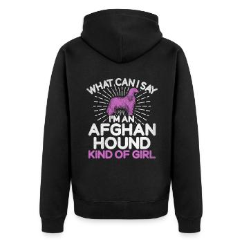 Afghan Hound Gifts - Unisex Premium Bio Zip Hoodie - Schwarz - Hinten - Nico (187cm)