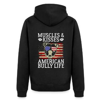 American Bully Gifts - Unisex Premium Bio Zip Hoodie - Schwarz - Hinten - Nico (187cm)