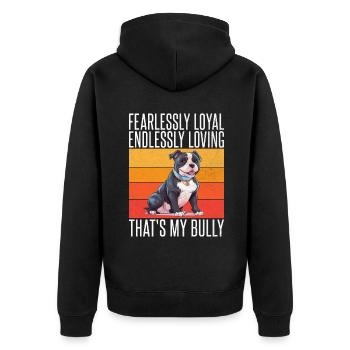 American Bully Gifts - Unisex Premium Bio Zip Hoodie - Schwarz - Hinten - Nico (187cm)