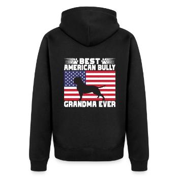 American Bully Gifts - Unisex Premium Bio Zip Hoodie - Schwarz - Hinten - Nico (187cm)