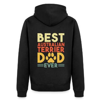 Australian Terrier Gifts - Unisex Premium Bio Zip Hoodie - Schwarz - Hinten - Nico (187cm)