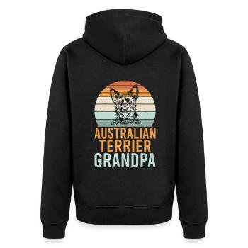 Australian Terrier Gifts - Unisex Premium Bio Zip Hoodie - Schwarz - Hinten - Nico (187cm)