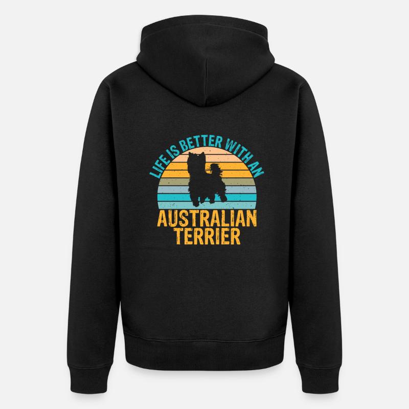 Cadeaux pour terrier australien - Veste à capuche bio Premium Unisexe - noir