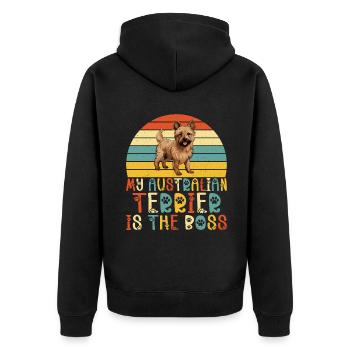 Australian Terrier Gifts - Unisex Premium Bio Zip Hoodie - Schwarz - Hinten - Nico (187cm)