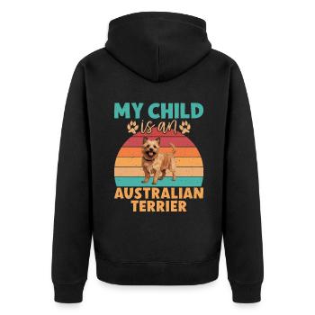 Australian Terrier Gifts - Unisex Premium Bio Zip Hoodie - Schwarz - Hinten - Nico (187cm)