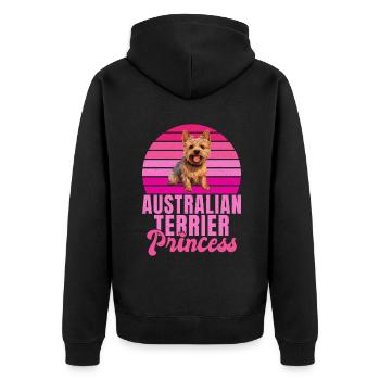 Australian Terrier Gifts - Unisex Premium Bio Zip Hoodie - Schwarz - Hinten - Nico (187cm)