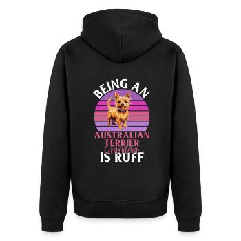 Australian Terrier Gifts - Unisex Premium Bio Zip Hoodie - Schwarz - Hinten - Nico (187cm)