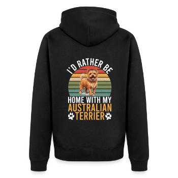 Australian Terrier Gifts - Unisex Premium Organic Zip Hoodie - black - Back - Nico (187cm)