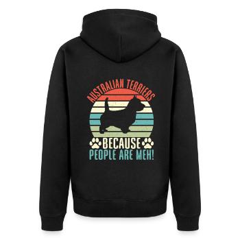 Australian Terrier Gifts - Unisex Premium Organic Zip Hoodie - black - Back - Nico (187cm)