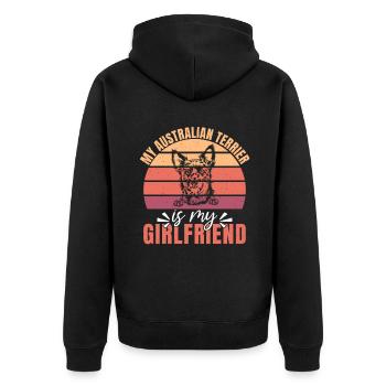 Australian Terrier Gifts - Unisex Premium Bio Zip Hoodie - Schwarz - Hinten - Nico (187cm)