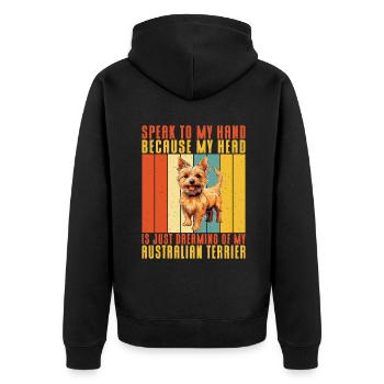 Australian Terrier Gifts - Unisex Premium Bio Zip Hoodie - Schwarz - Hinten - Nico (187cm)