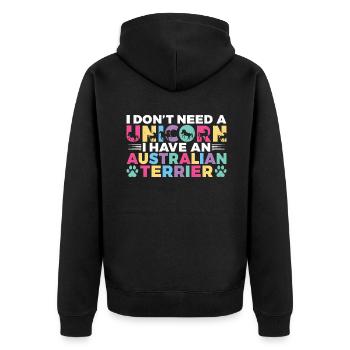 Australian Terrier Gifts - Unisex Premium Bio Zip Hoodie - Schwarz - Hinten - Nico (187cm)