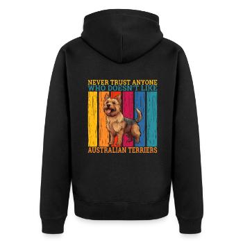 Australian Terrier Gifts - Unisex Premium Bio Zip Hoodie - Schwarz - Hinten - Nico (187cm)