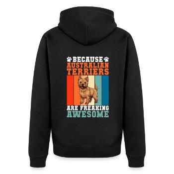 Australian Terrier Gifts - Unisex Premium Bio Zip Hoodie - Schwarz - Hinten - Nico (187cm)