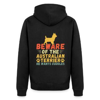 Australian Terrier Gifts - Unisex Premium Bio Zip Hoodie - Schwarz - Hinten - Nico (187cm)