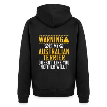 Australian Terrier Gifts - Unisex Premium Bio Zip Hoodie - Schwarz - Hinten - Nico (187cm)