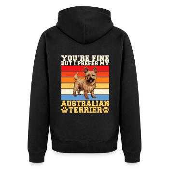 Australian Terrier Gifts - Unisex Premium Bio Zip Hoodie - Schwarz - Hinten - Nico (187cm)