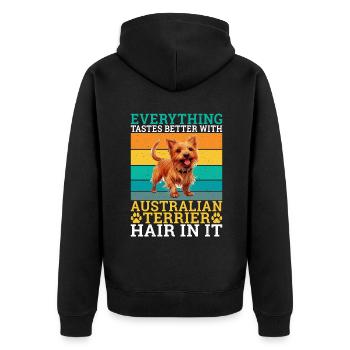 Australian Terrier Gifts - Unisex Premium Organic Zip Hoodie - black - Back - Nico (187cm)