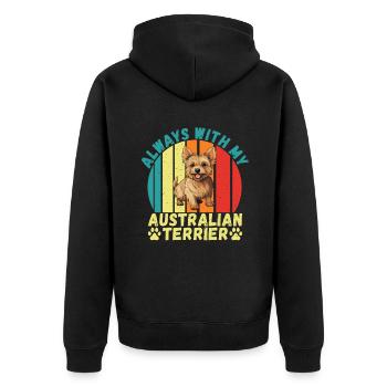 Australian Terrier Gifts - Unisex Premium Bio Zip Hoodie - Schwarz - Hinten - Nico (187cm)
