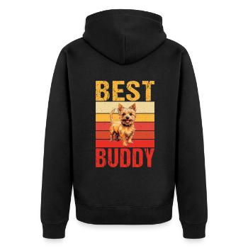Australian Terrier Gifts - Unisex Premium Bio Zip Hoodie - Schwarz - Hinten - Nico (187cm)