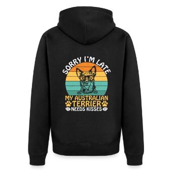 Australian Terrier Gifts - Unisex Premium Bio Zip Hoodie - Schwarz - Hinten - Nico (187cm)