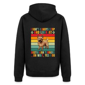 Australian Terrier Gifts - Unisex Premium Bio Zip Hoodie - Schwarz - Hinten - Nico (187cm)
