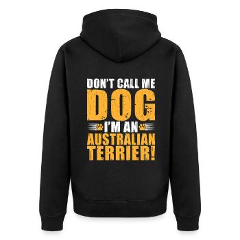 Australian Terrier Gifts - Unisex Premium Bio Zip Hoodie - Schwarz - Hinten - Nico (187cm)
