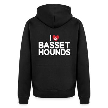 Cadeaux Basset Hound - Veste à capuche bio Premium Unisexe - noir - Dos - Nico (187cm)