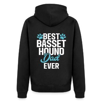Basset Hound Gifts - Unisex Premium Bio Zip Hoodie - Schwarz - Hinten - Nico (187cm)