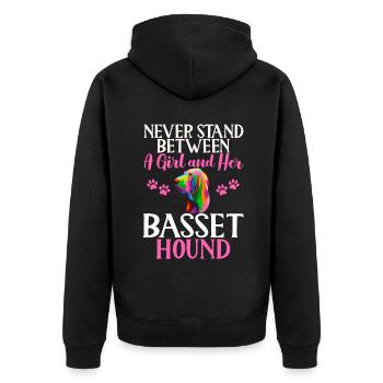 Cadeaux Basset Hound - Veste à capuche bio Premium Unisexe - noir - Dos - Nico (187cm)