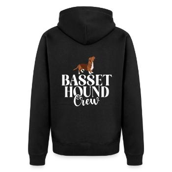 Basset Hound Gifts - Unisex Premium Bio Zip Hoodie - Schwarz - Hinten - Nico (187cm)