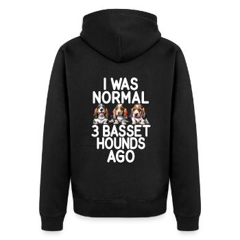 Basset Hound Gifts - Unisex Premium Bio Zip Hoodie - Schwarz - Hinten - Nico (187cm)