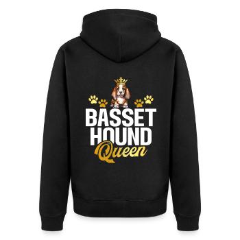 Basset Hound Gifts - Unisex Premium Bio Zip Hoodie - Schwarz - Hinten - Nico (187cm)