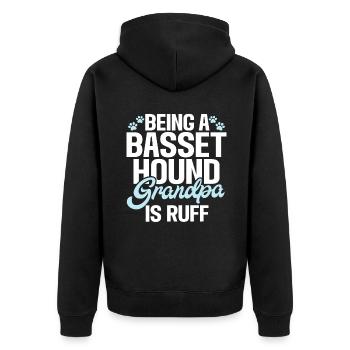 Basset Hound Gifts - Unisex Premium Bio Zip Hoodie - Schwarz - Hinten - Nico (187cm)