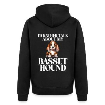 Basset Hound Gifts - Unisex Premium Bio Zip Hoodie - Schwarz - Hinten - Nico (187cm)