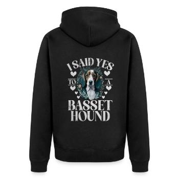 Cadeaux Basset Hound - Veste à capuche bio Premium Unisexe - noir - Dos - Nico (187cm)