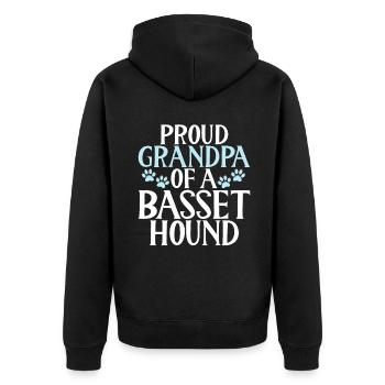 Basset Hound Gifts - Unisex Premium Bio Zip Hoodie - Schwarz - Hinten - Nico (187cm)