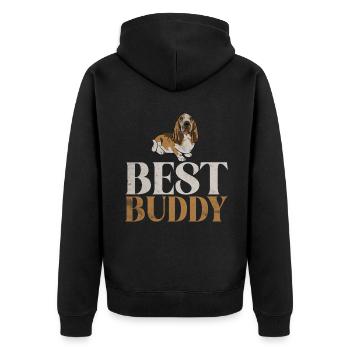 Cadeaux Basset Hound - Veste à capuche bio Premium Unisexe - noir - Dos - Nico (187cm)
