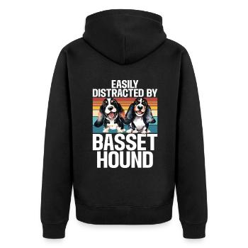 Cadeaux Basset Hound - Veste à capuche bio Premium Unisexe - noir - Dos - Nico (187cm)