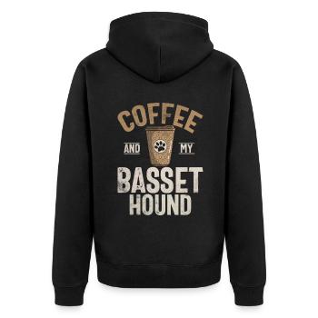 Basset Hound Gifts - Unisex Premium Bio Zip Hoodie - Schwarz - Hinten - Nico (187cm)
