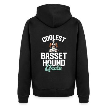 Basset Hound Gifts - Unisex Premium Bio Zip Hoodie - Schwarz - Hinten - Nico (187cm)
