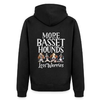 Basset Hound Gifts - Unisex Premium Bio Zip Hoodie - Schwarz - Hinten - Nico (187cm)