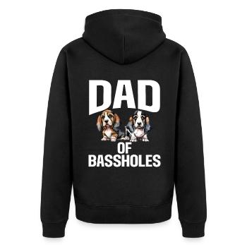 Basset Hound Gifts - Unisex Premium Bio Zip Hoodie - Schwarz - Hinten - Nico (187cm)