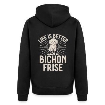 Cadeaux Bichon Frisé - Veste à capuche bio Premium Unisexe - noir - Dos - Nico (187cm)