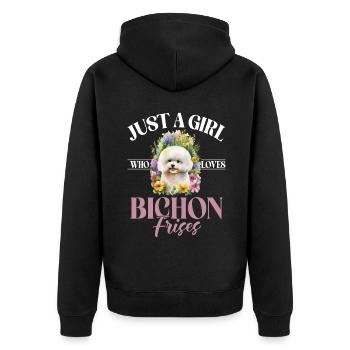 Cadeaux Bichon Frisé - Veste à capuche bio Premium Unisexe - noir - Dos - Nico (187cm)