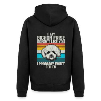 Cadeaux Bichon Frisé - Veste à capuche bio Premium Unisexe - noir - Dos - Nico (187cm)