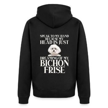 Cadeaux Bichon Frisé - Veste à capuche bio Premium Unisexe - noir - Dos - Nico (187cm)