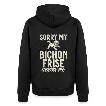Bichon Frise Gifts - Unisex Premium Organic Zip Hoodie - black - Back - Nico (187cm)