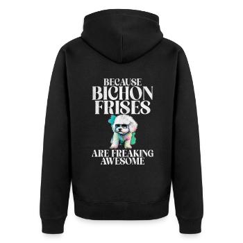 Bichon Frise Gifts - Unisex Premium Organic Zip Hoodie - black - Back - Nico (187cm)